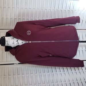 Harcour burgundy full zip equestrian casual faux fur lined woman hoodie jacket